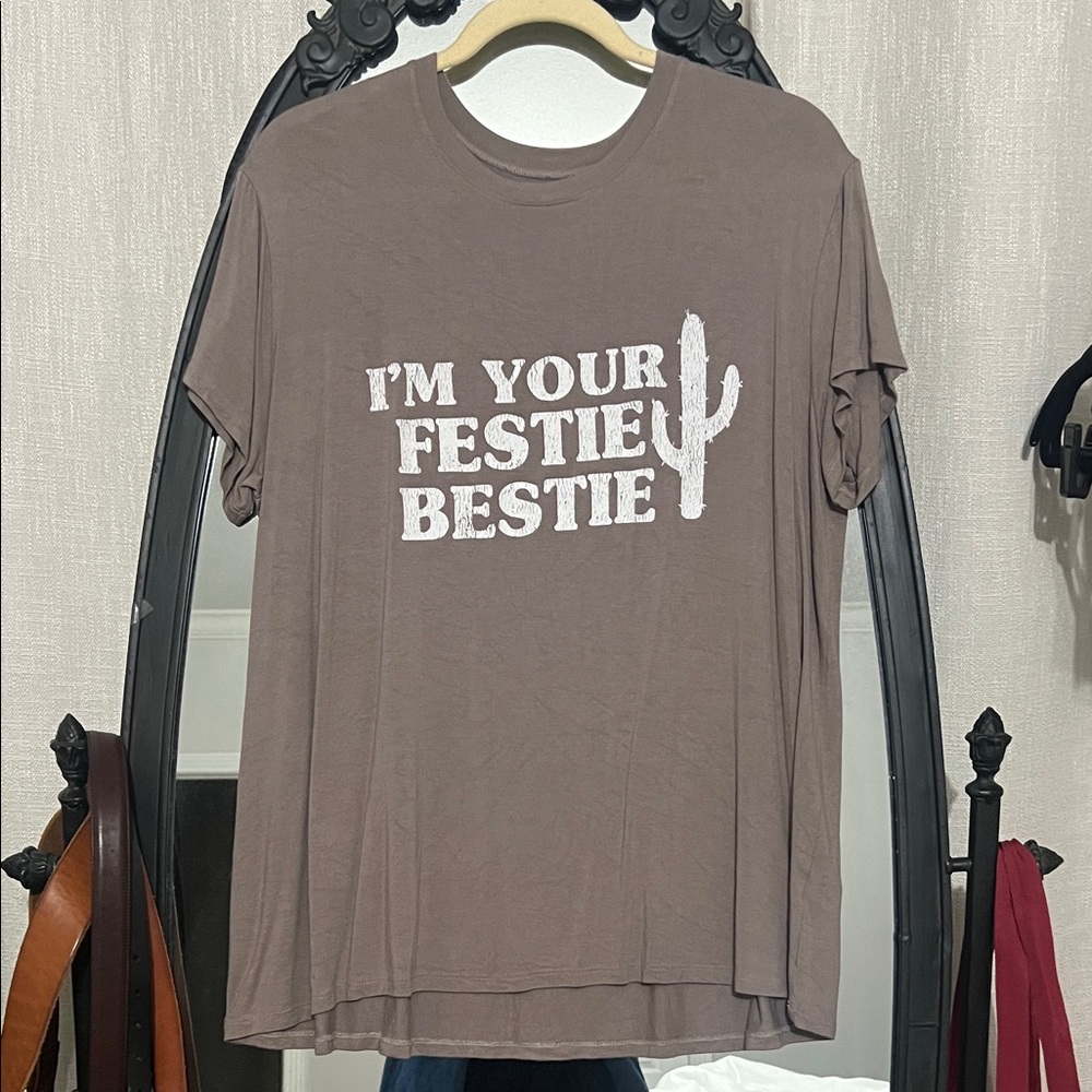 Show Me Your MuMu Brown 'I'm Your Festie Bestie' Tee